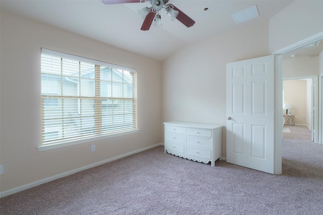 14815 Avery Ranch Blvd Unit 1703, Austin, TX 78717 - unfurnished bedroom featuring a ceiling fan, light carpet, lofted ceiling, and baseboards