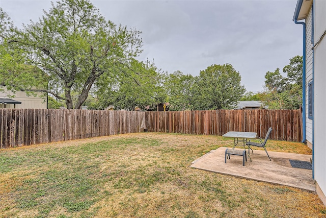 view of yard with a patio area