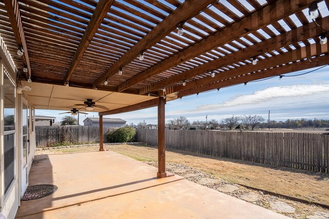 view of patio / terrace with ceiling fan