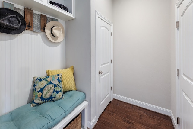 mudroom featuring dark hardwood / wood-style flooring