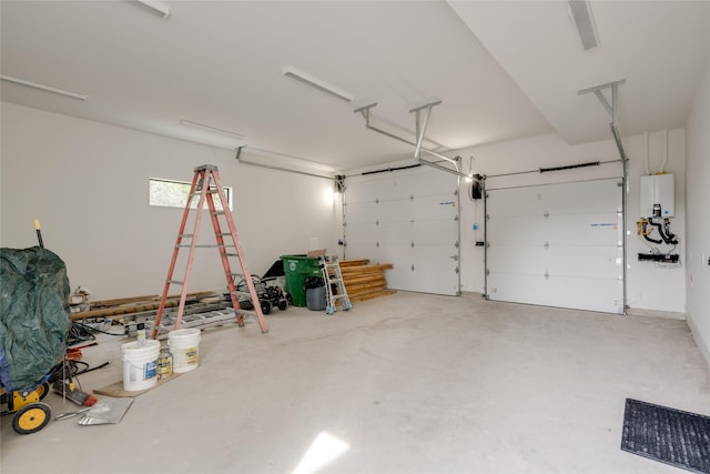 garage featuring water heater