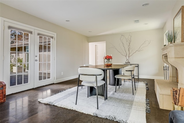 dining space with french doors