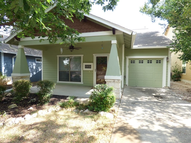 craftsman-style home with a porch and a garage