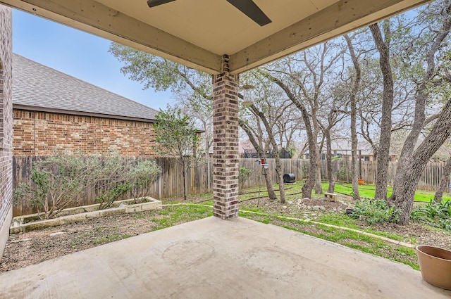 view of patio / terrace with ceiling fan