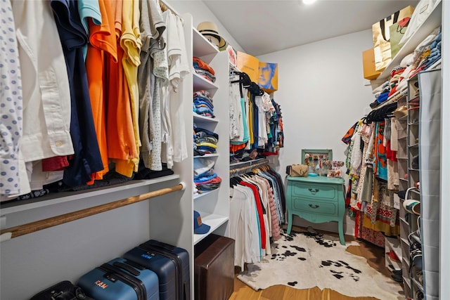 spacious closet featuring hardwood / wood-style flooring