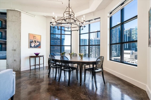 dining room featuring a chandelier