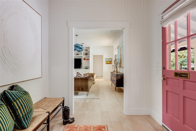 foyer entrance featuring light hardwood / wood-style floors