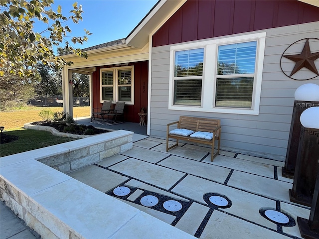 view of patio featuring covered porch