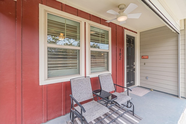 view of patio / terrace with ceiling fan