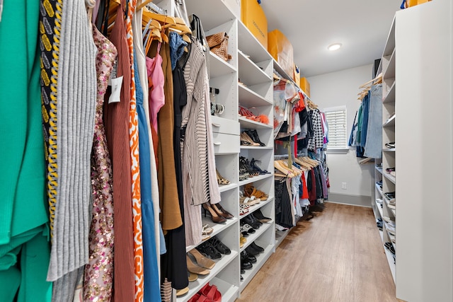 walk in closet featuring light hardwood / wood-style floors