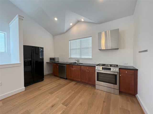 kitchen featuring a wealth of natural light, stainless steel appliances, light hardwood / wood-style floors, and sink