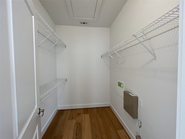 spacious closet with hardwood / wood-style floors