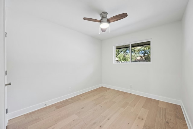 unfurnished room featuring ceiling fan and light hardwood / wood-style floors