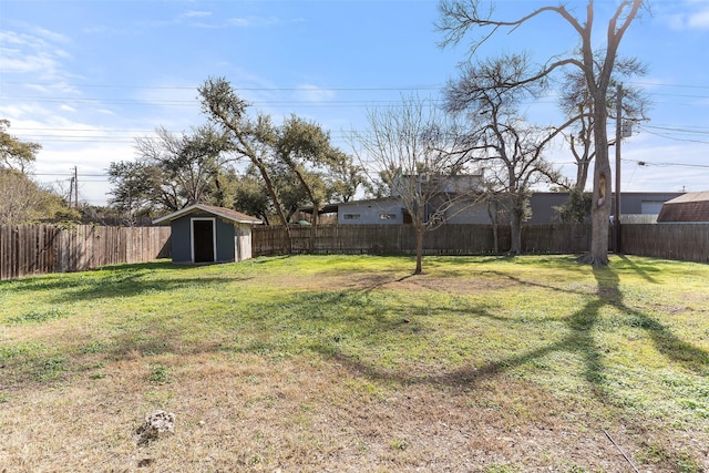 view of yard featuring a shed