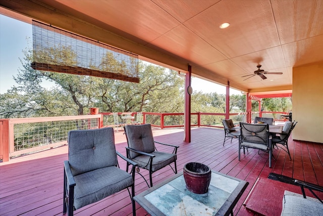 deck featuring ceiling fan