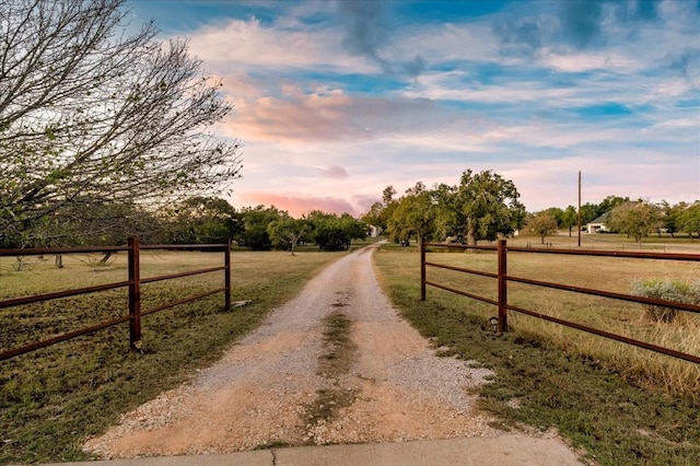 view of street featuring a rural view