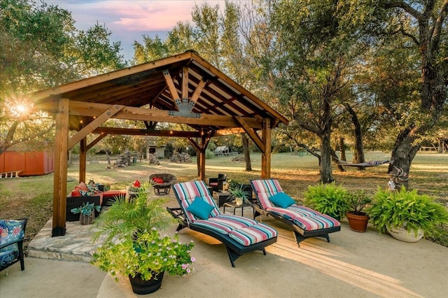 exterior space featuring a gazebo and a patio