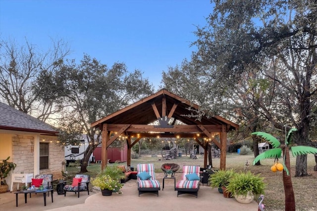 view of patio featuring a gazebo