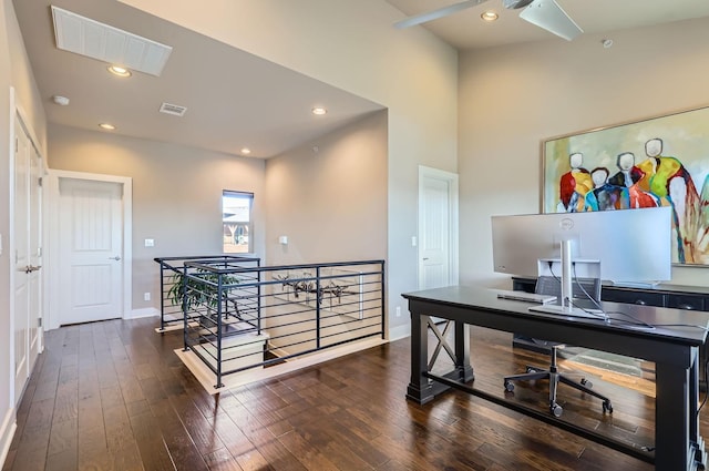 office area featuring dark hardwood / wood-style floors