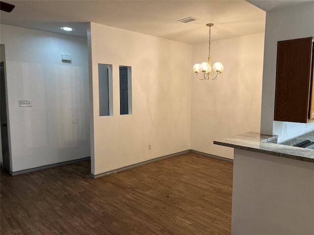 8200 Neely Dr Unit 117, Austin, TX 78759 - unfurnished dining area with dark wood-type flooring, a chandelier, and recessed lighting