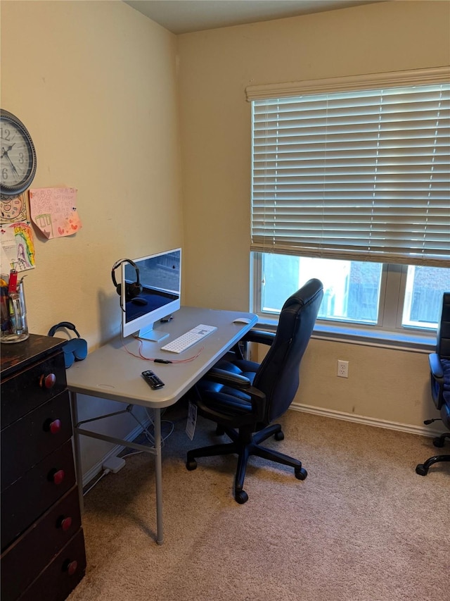 view of carpeted home office