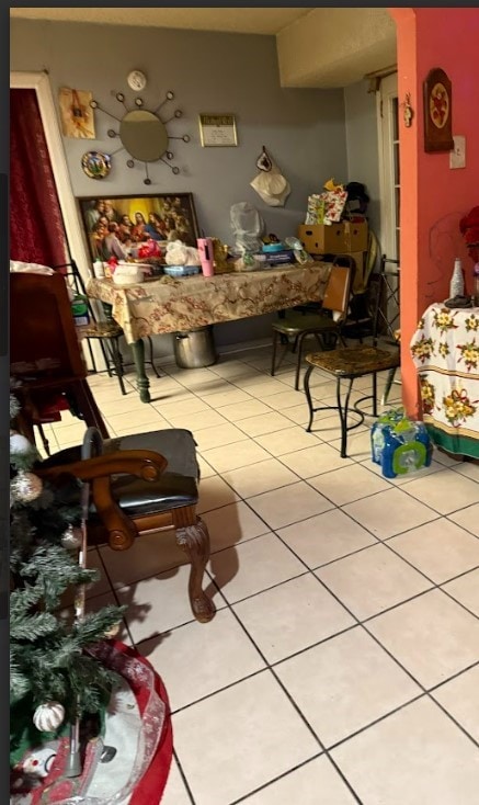 interior space featuring light tile patterned floors