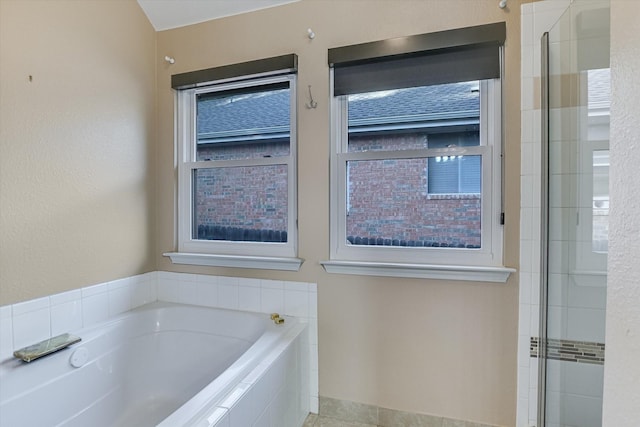 bathroom with plus walk in shower