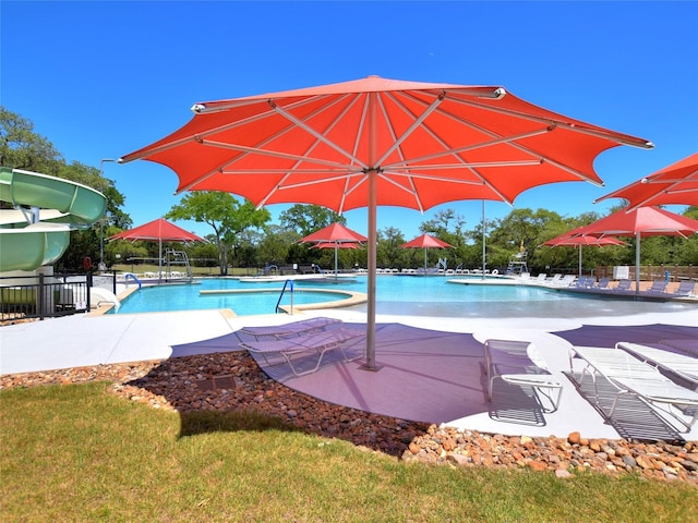 view of pool with a patio area