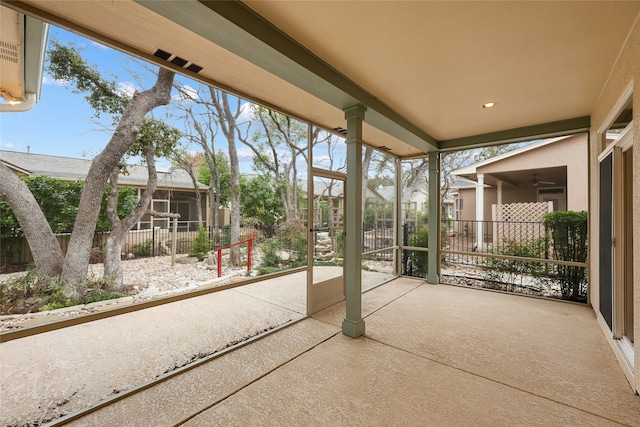 view of unfurnished sunroom