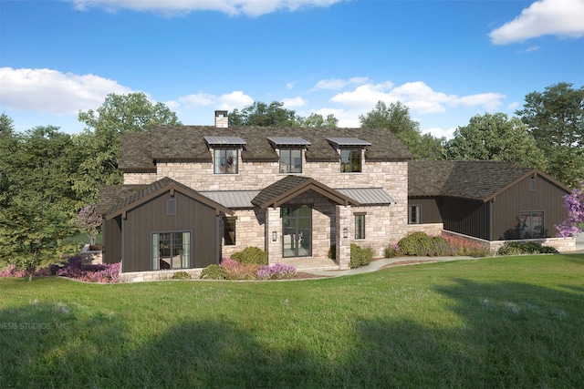 view of front of home featuring a front yard