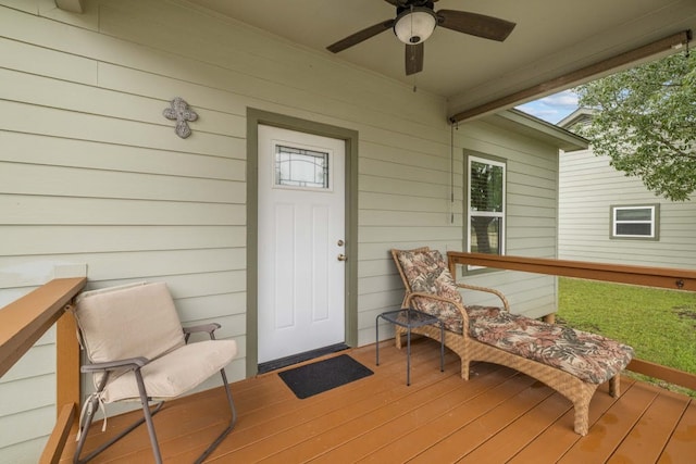 deck featuring ceiling fan