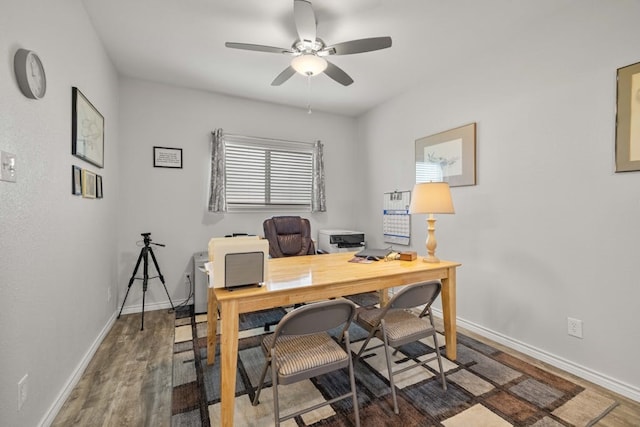 1881 County Road 251, Florence, TX 76527 - office area with a ceiling fan and wood finished floors