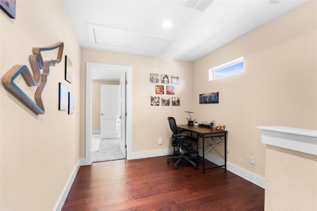 office featuring dark hardwood / wood-style floors