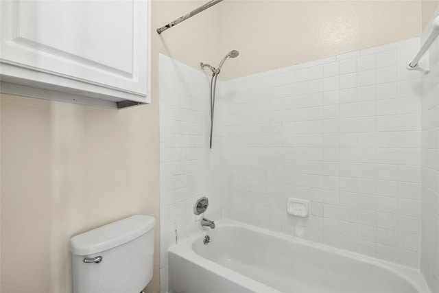 bathroom featuring toilet and bathtub / shower combination