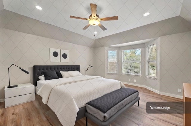 1735 Lake Blf, Canyon Lake, TX 78133 - bedroom with wood finished floors, a ceiling fan, and recessed lighting