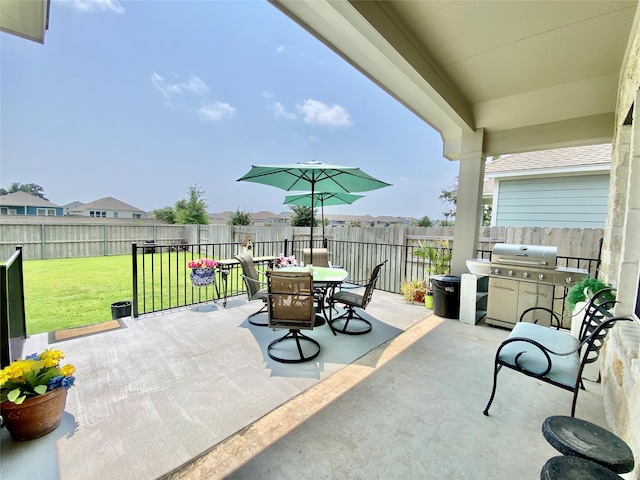 view of patio / terrace featuring a grill