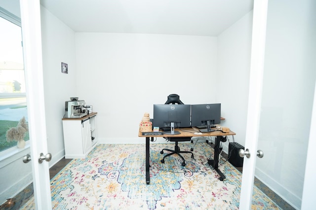 office area with french doors and plenty of natural light