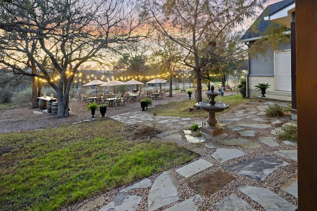 yard at dusk with a patio