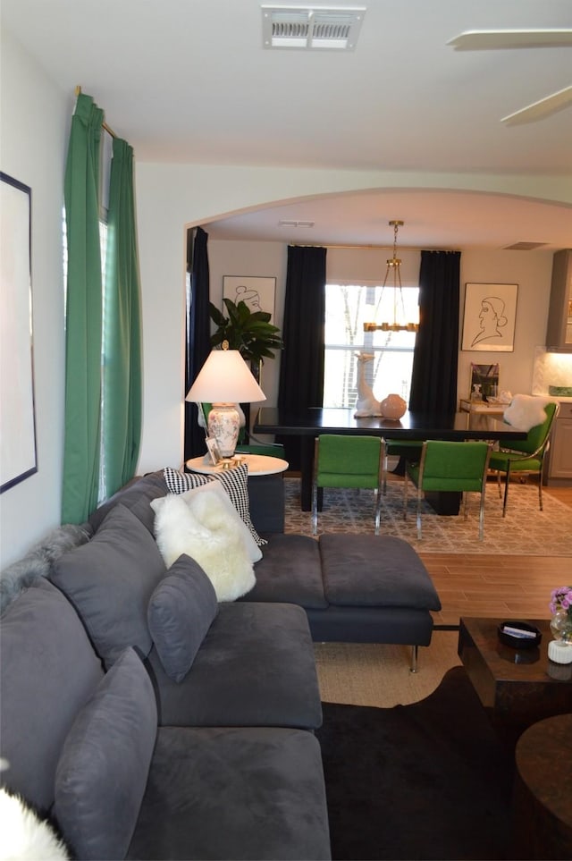 living room with hardwood / wood-style floors