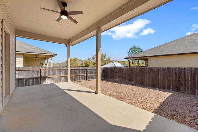 view of patio with ceiling fan