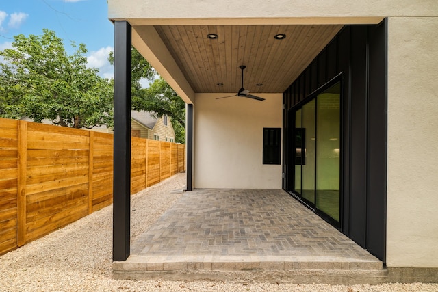 view of patio with ceiling fan