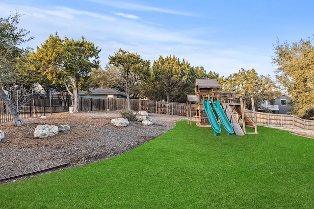 view of playground featuring a yard