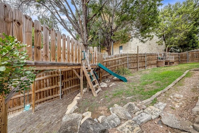 view of play area featuring a yard