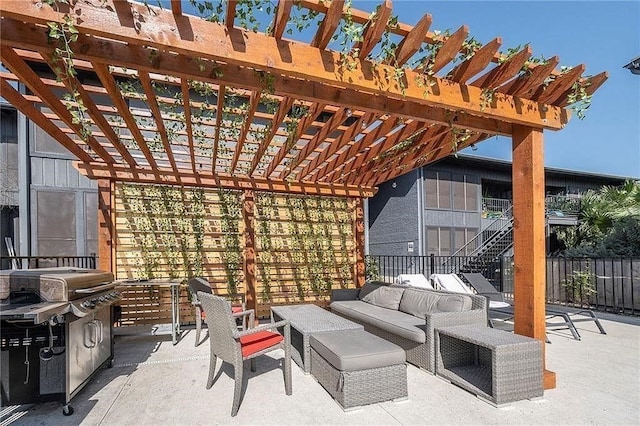 909 Reinli St Unit 103, Austin, TX 78751 - view of patio with outdoor lounge area, a pergola, and area for grilling