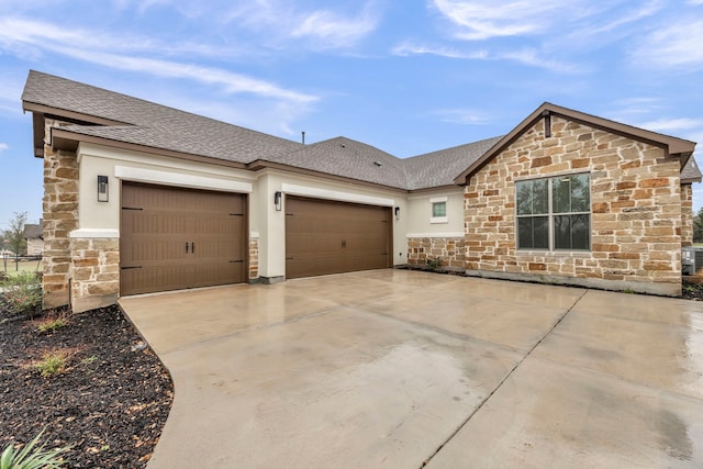 ranch-style house featuring a garage