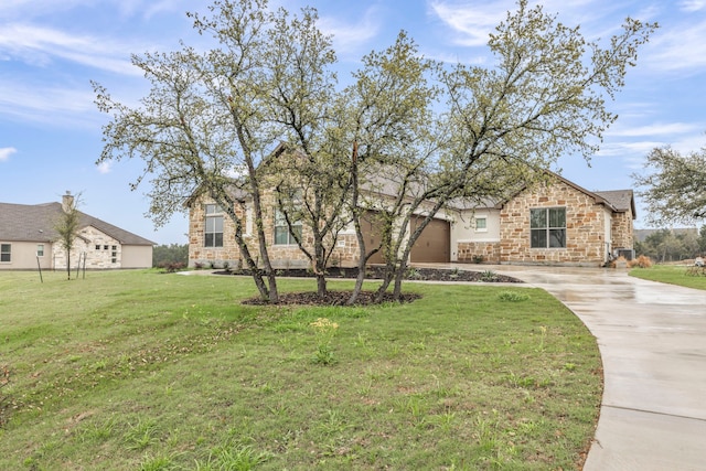 ranch-style house with a front lawn