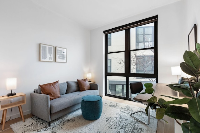 living room featuring light wood-type flooring