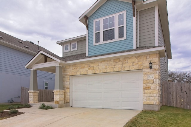 view of front of house with a garage