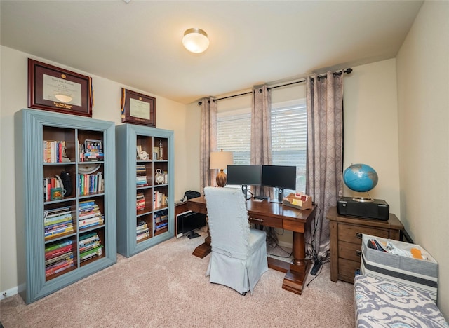 view of carpeted office space