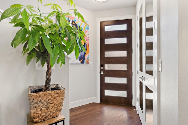 foyer featuring dark hardwood / wood-style floors